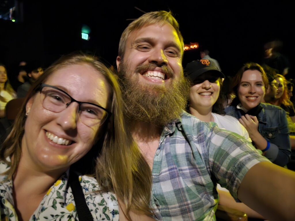 Teddy, Cassie, Lizzy, and a friend in the audience of the improv show